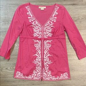 Michael Kors Fuchsia Tunic with White Embroidery